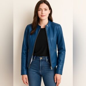 Banana Republic Blue  Leather Jacket Size M